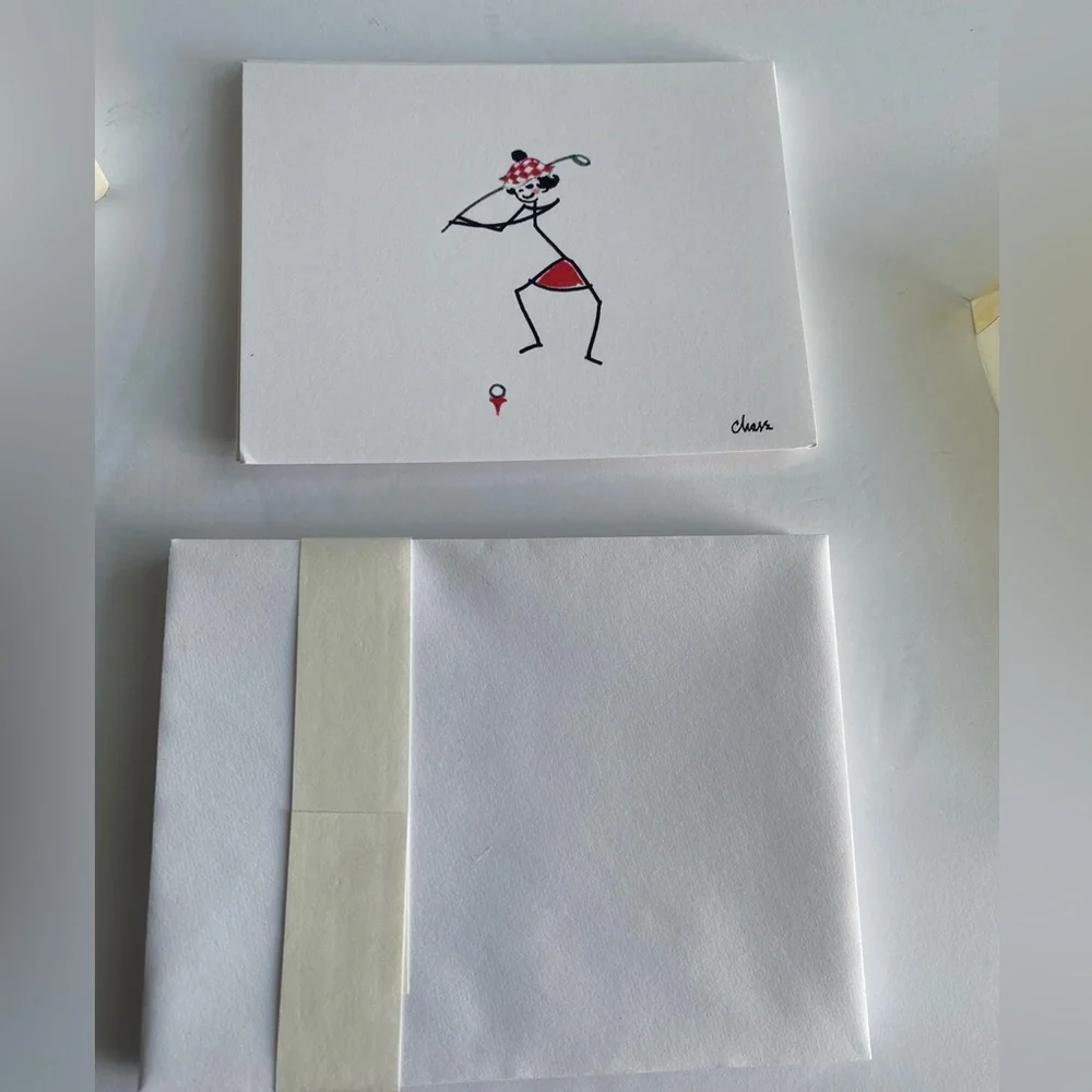 Kristin Elliott Inc. 10 cards with envelopes Golf Vintage stationary